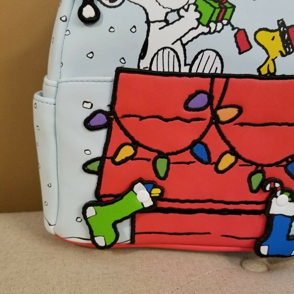 Loungefly Peanuts Gift Giving Snoopy & Woodstock Backpack Christmas Bag NEW main image 11